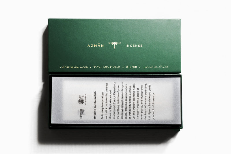 Azman Perfumes' rare and exclusive Incense product. The incense is presented in an elegant green luxury hard box and includes an incense stand and an information leaflet. All incense are 100% Organic, Chemical free, Handcrafted.