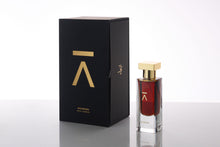 Azman perfumes has cerated Majnoon perfumes in collaboration with famous perfumer Prin Lomros. Majnoon is made of pomegranate, coffee, rose, jasmine and two types of different ouds. For Majnoon we used long neck hand polished bottle and heavy gold metal cap. We have have used heavy black box with side opening. Box has gold foil Azman logo. Azman Majnoon bottle shot in grey color studio background. Bottle is sitting on rock to give rough and edgy look and feel.